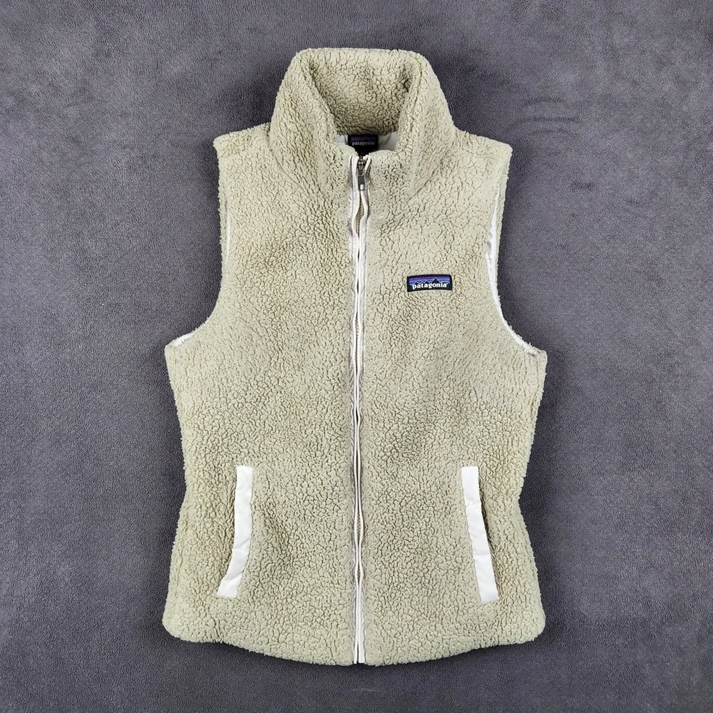 Patagonia Los Gatos Vest Womens XS El Cap Khaki Sherpa Fleece Full Zip 25216 - Picture 1 of 11
